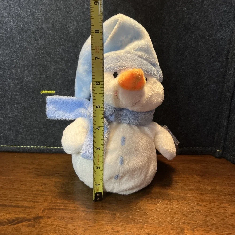 Ty Pluffies WINDCHILL Snowman Blue White Orange Carrot Nose Plush‎ Bean Bag 8